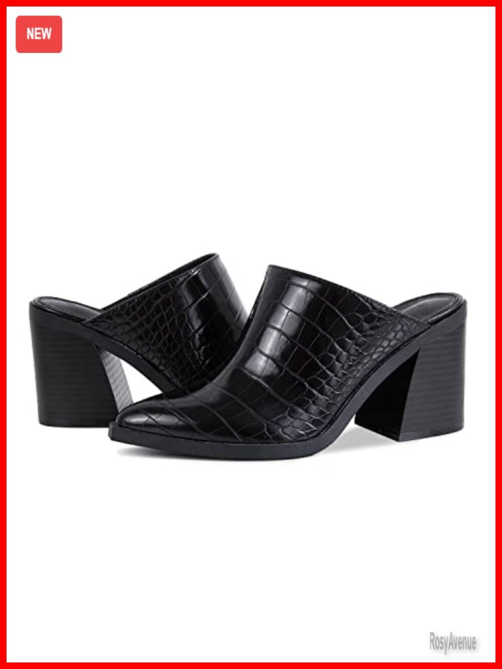 Pointed Toe Chunky Block Heel Mules Backless Slip On Clogs
